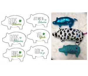 Stickserie ITH - Glücksschwein Schwein gefüllt